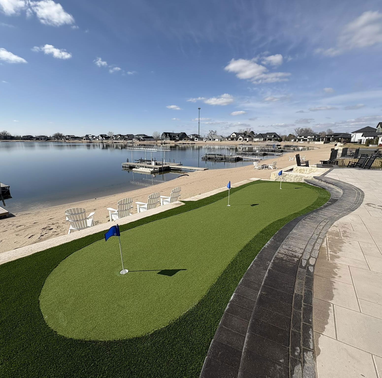 putting green on a shoreline